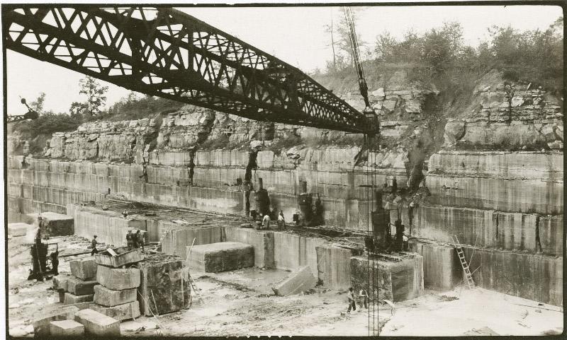 Фото 1933 г. Месторождение известняка, США