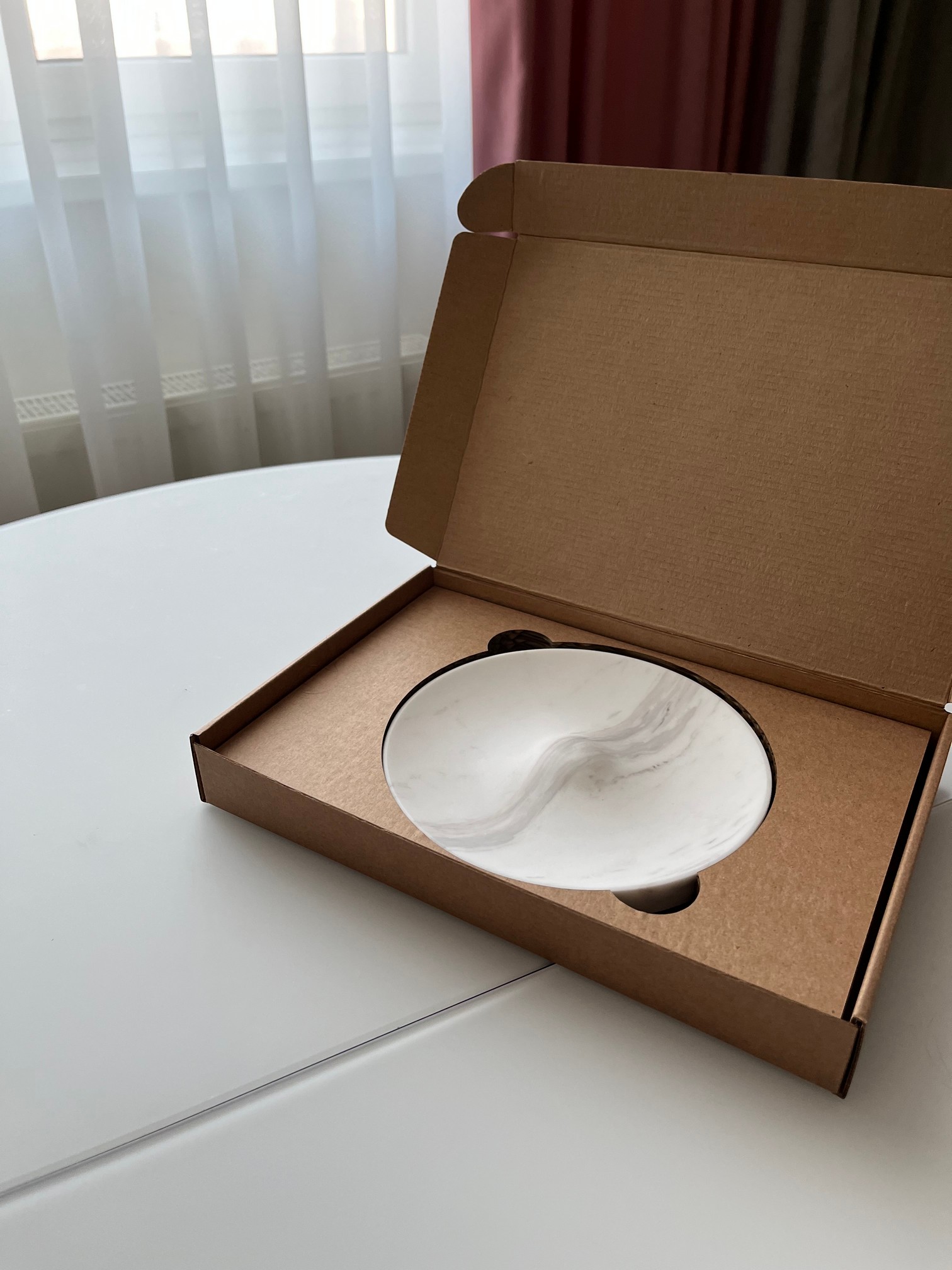 СПK Ключница круглая (185х185х18 мм)/Мрамор Pirgon/Белый/Лощение - изображение 4