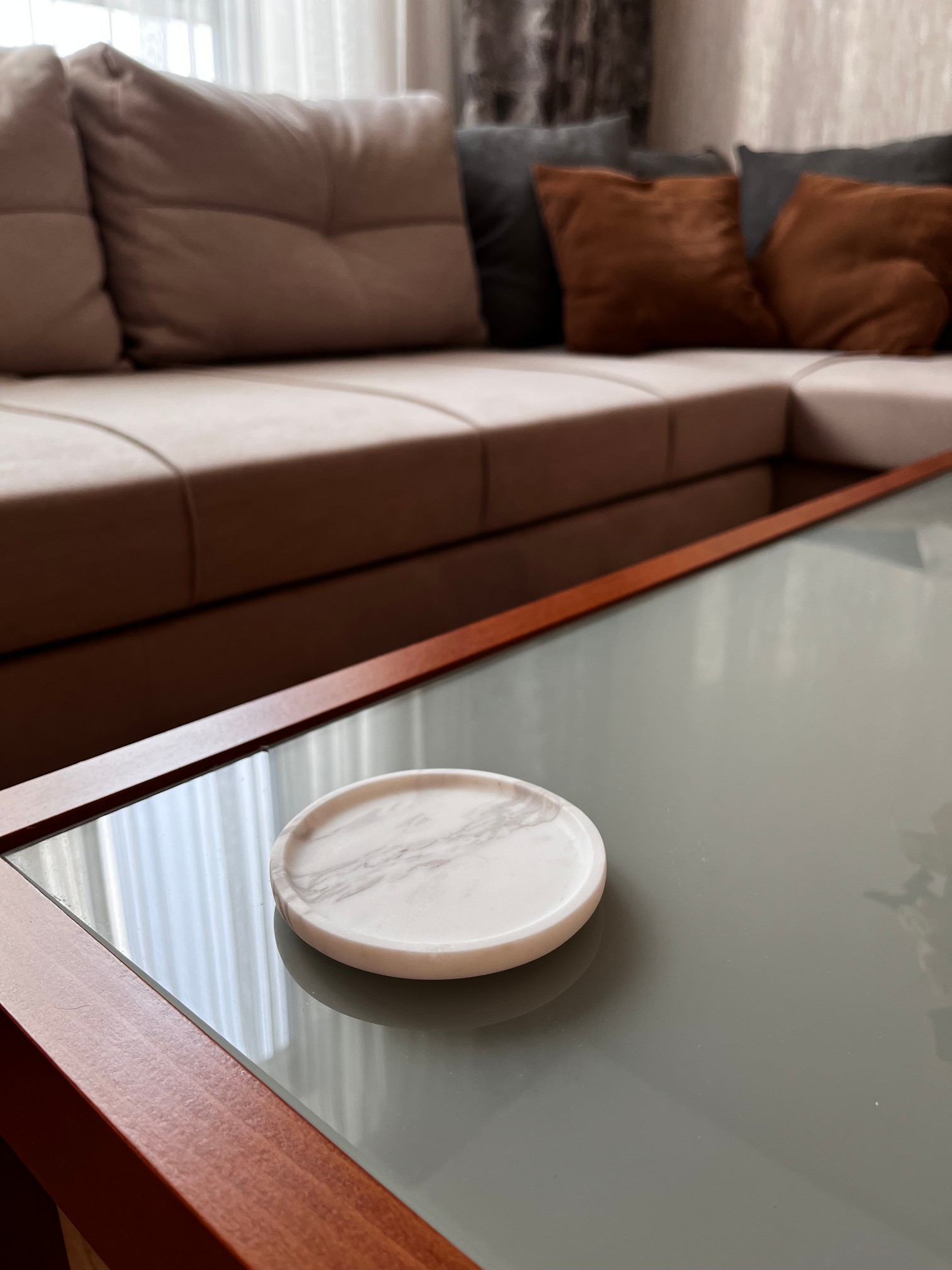 СПK Подставка под чашку (100х100х10 мм)/Мрамор Pirgon/Белый/Лощение - изображение 2