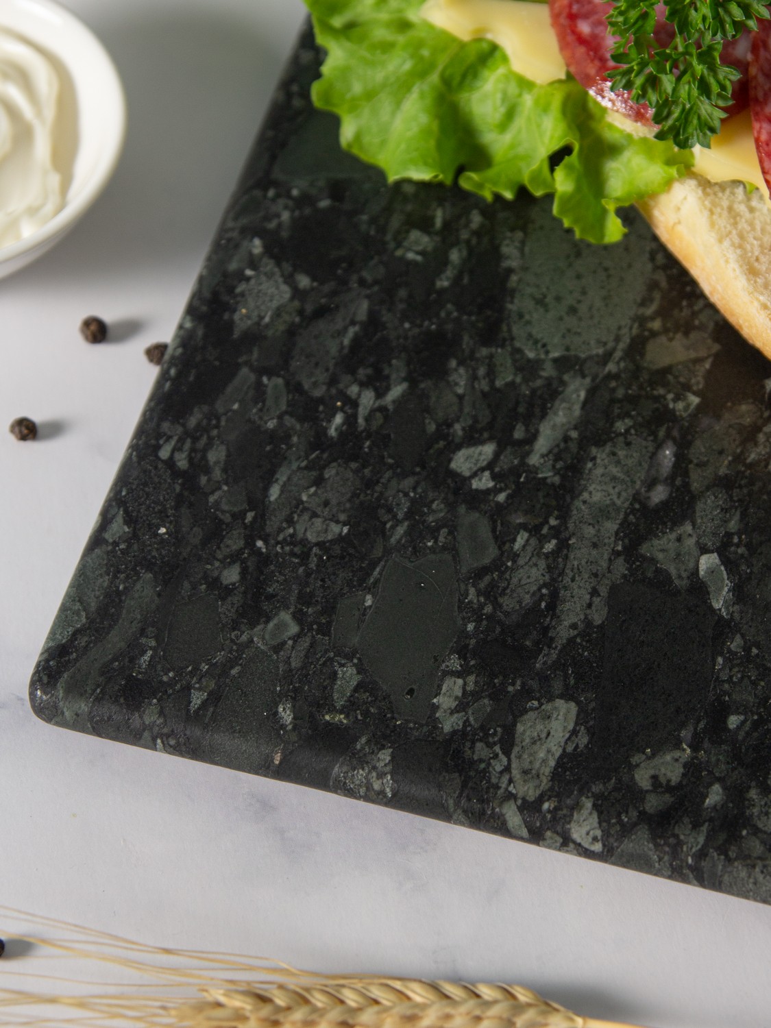 СПK Подставка "Поднос" скругленный (300х200х10 мм)/Конгломерат Onego Green/Зеленый/Антик - изображение 6