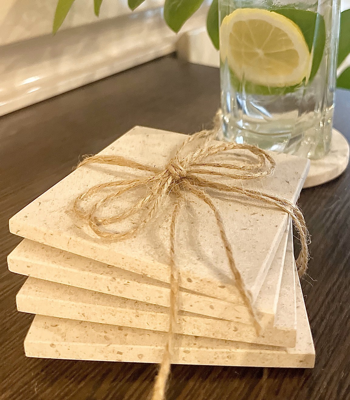 СПK Подставка квадратная (100х100х8 мм)/Известняк Branco Valongo/Бежевый/Лощение - изображение 4