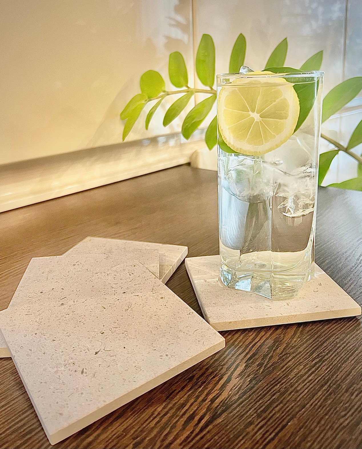 СПK Подставка квадратная (100х100х8 мм)/Известняк Branco Valongo/Бежевый/Лощение - изображение 5