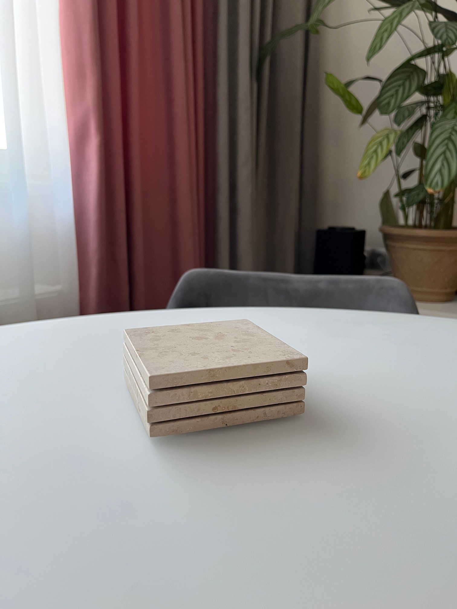 СПK Подставка квадратная (100х100х8 мм)/Известняк Jura Beige/Бежевый/Лощение - изображение 3