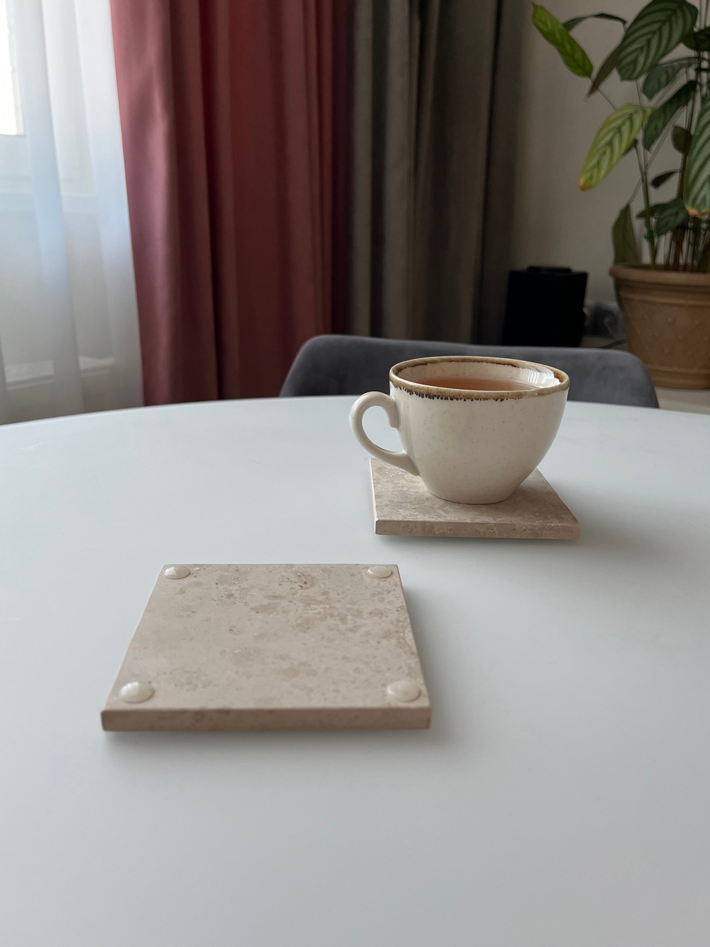 СПK Подставка квадратная (100х100х8 мм)/Известняк Jura Beige/Бежевый/Лощение - изображение 9