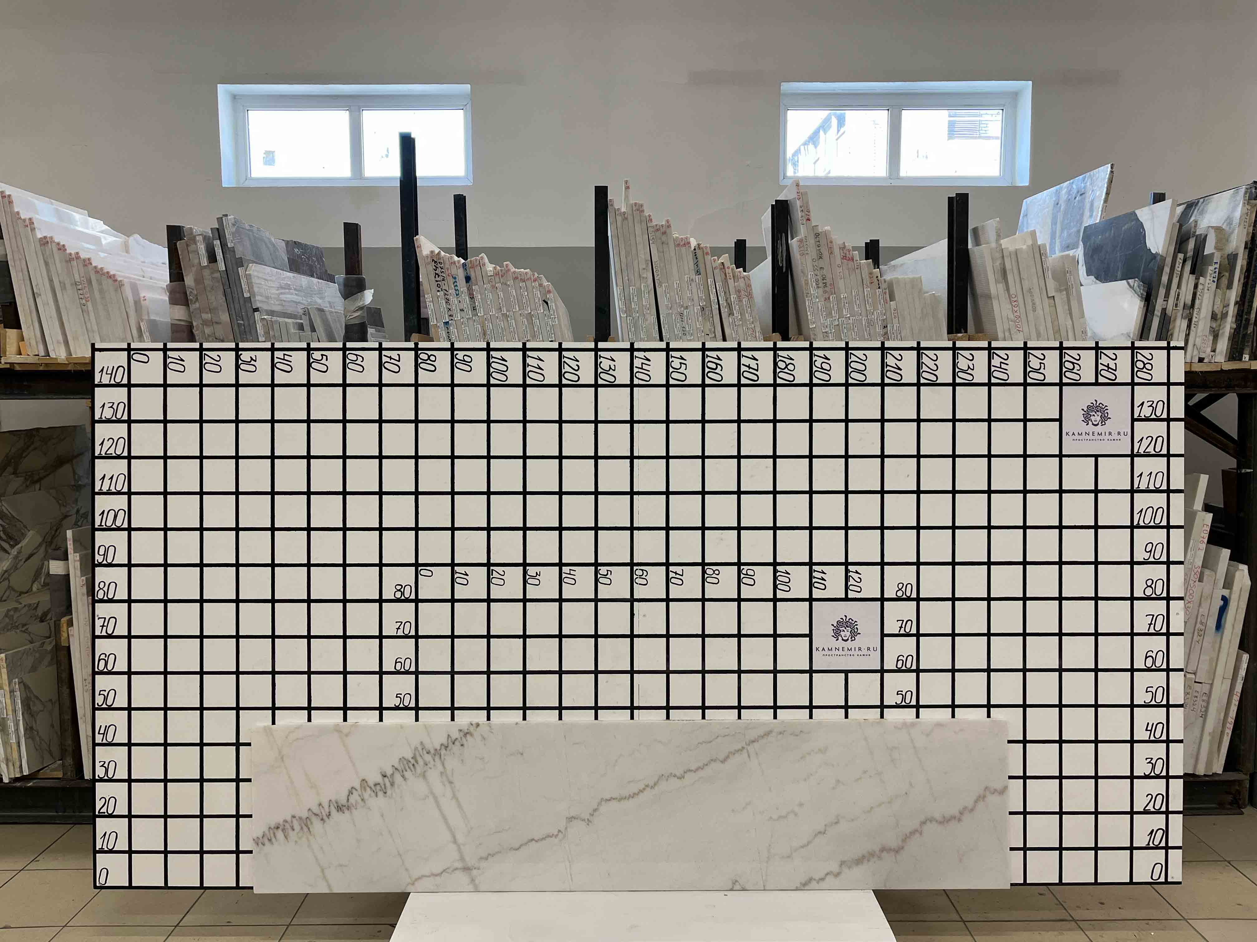 Заготовка  (450х240х18 мм)/Мрамор Guangxi White/Белый/Полировка - изображение 2