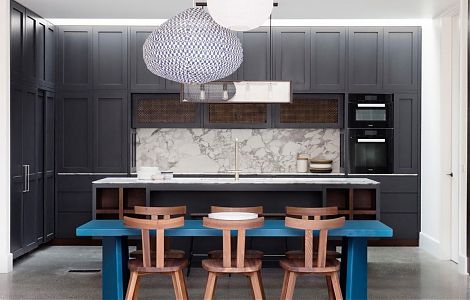 Отделка кухни мрамором Arabescato Vagli