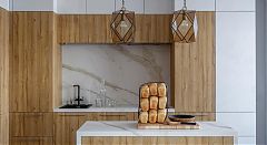 Отделка кухни мрамором Calacatta Gold