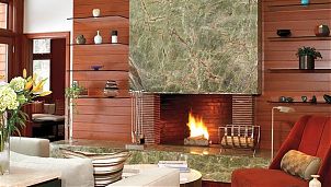 Мрамор Forest Green в отделке гостиной