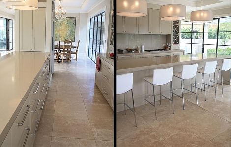 Отделка пола в загородном доме лощеным травертином изображение 2