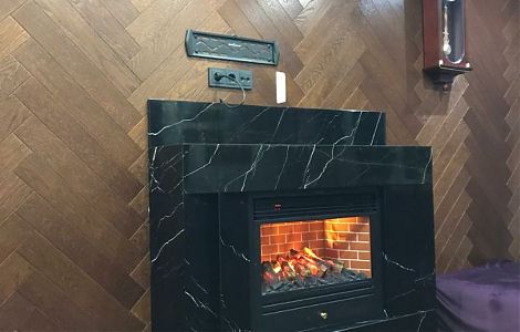 Облицовка камина черным мрамором Nero Marquina изображение 1