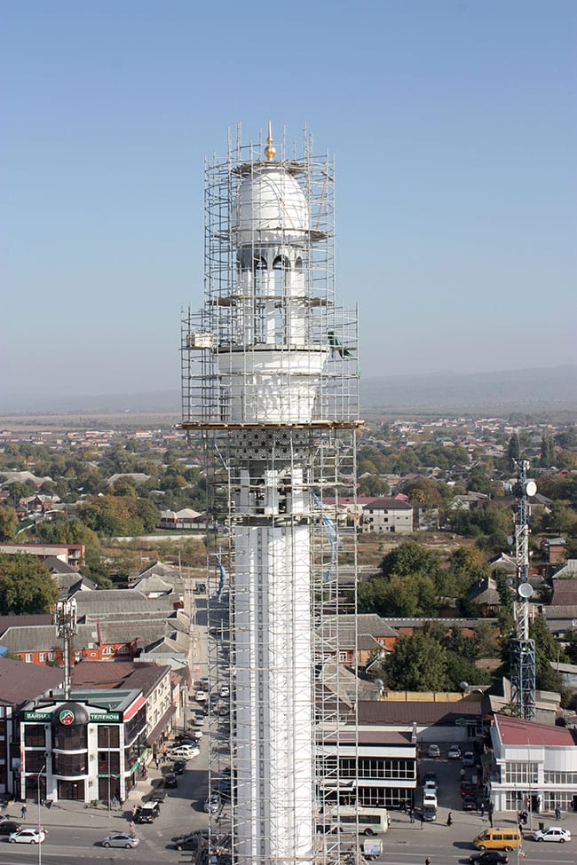 Монтаж мрамора на минаретах